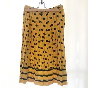 Vintage / Yellow Polka Dot Midi-Length Skirt